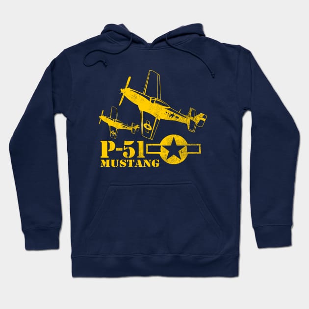 P-51 Mustang (distressed) Hoodie by TCP